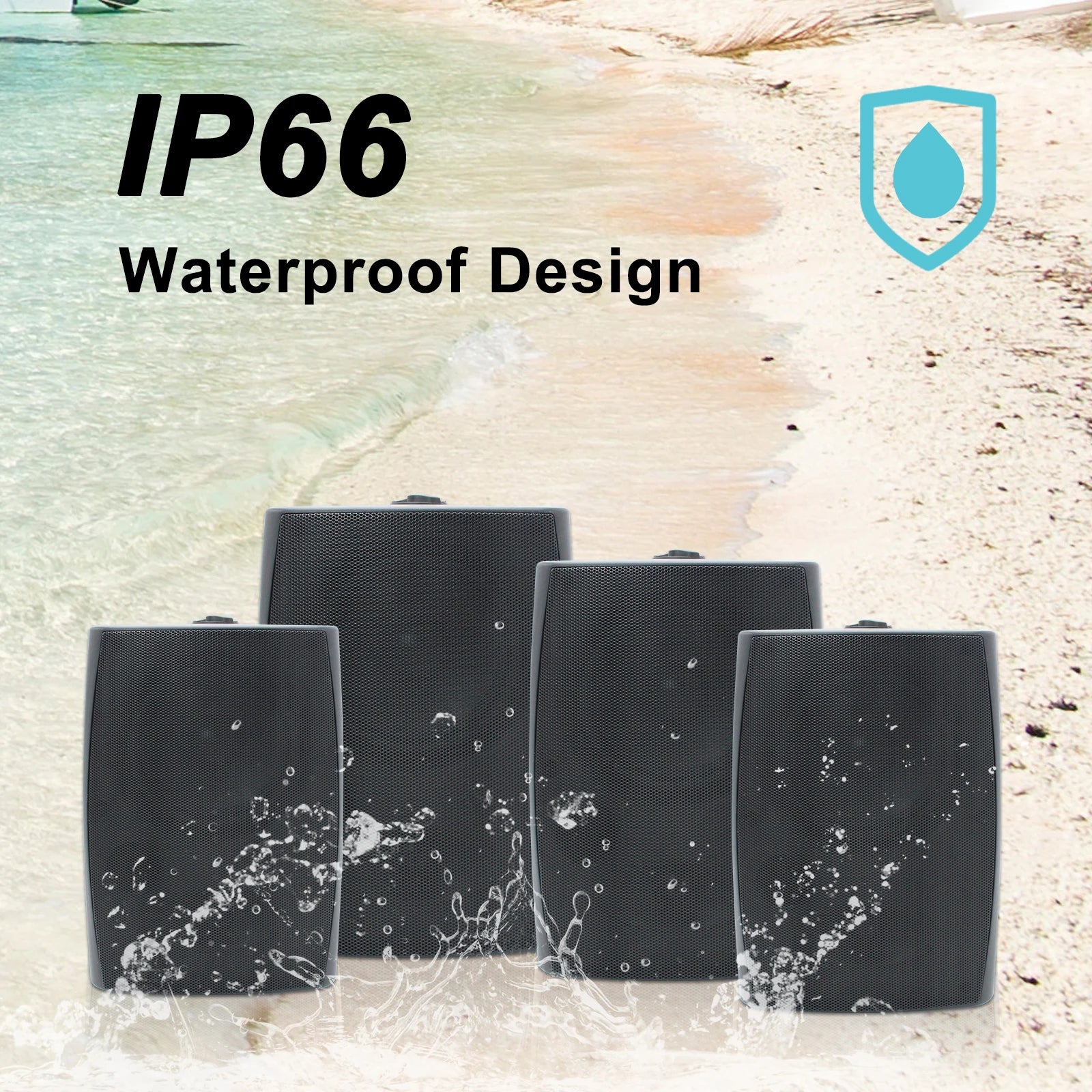 Herdio 4PCS 6.5‘’ 800W Outdoor Bluetooth Speakers Wired Waterproof With Multifunctional Amplifier Wall Mount Speakers For Patio