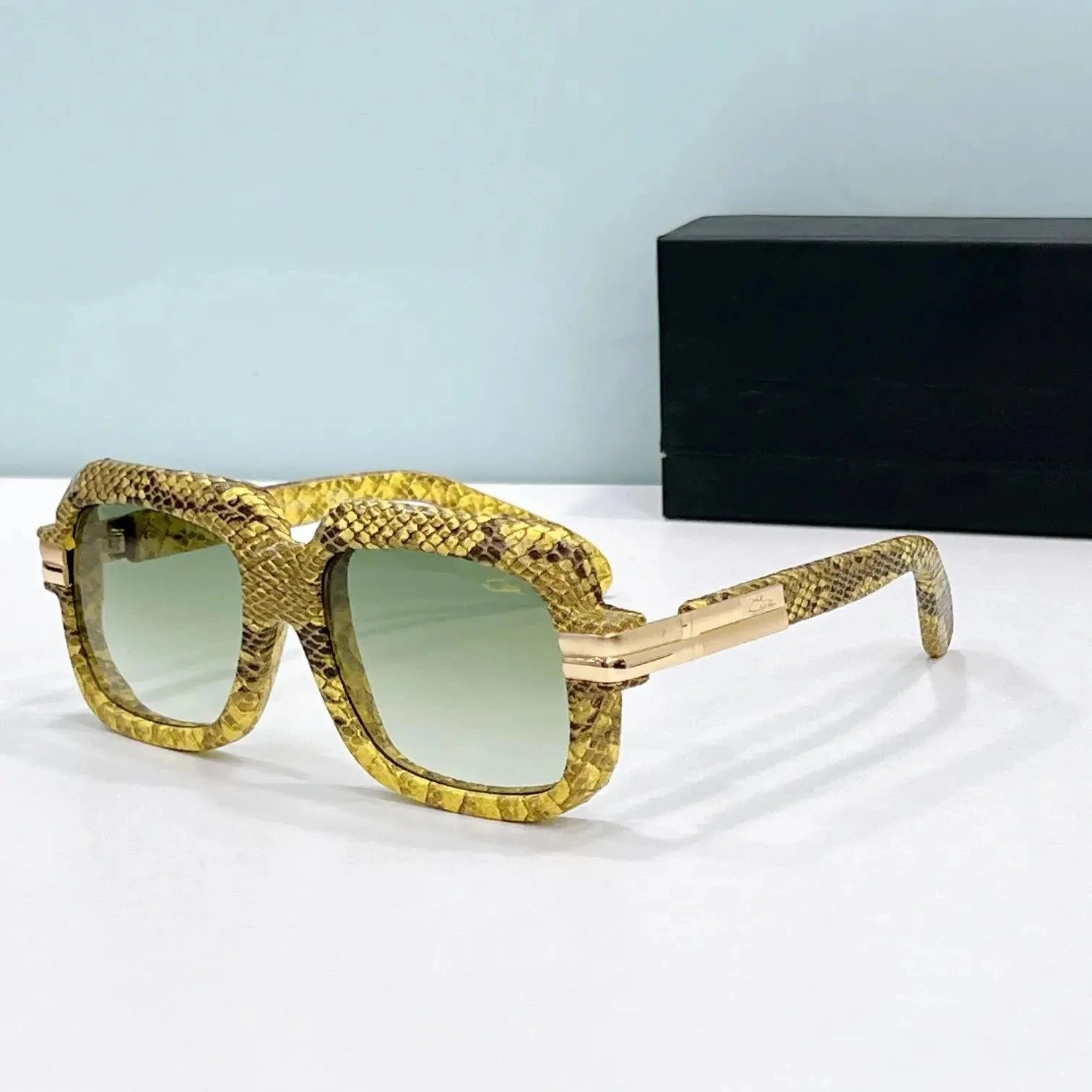 ORIGINALCAZAL MOD6073 Leather+Acetate Frame Classic Business Men Sunglasses Luxury UV400 Brown Lenses Women Couple Eyewear