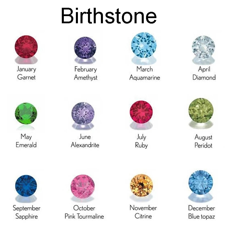 Custom Birthstone Ring Personalized Engraved Name Monthly Gemstone Accent Delicate Silver Plated Jewelry Unique Birth Month
