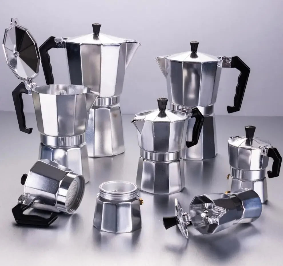 50/100/150/300ml Coffee Pot Italian Aluminum Moka Pot Octagonal Espresso Moka Coffee Pot Kitchen Barista Accessories
