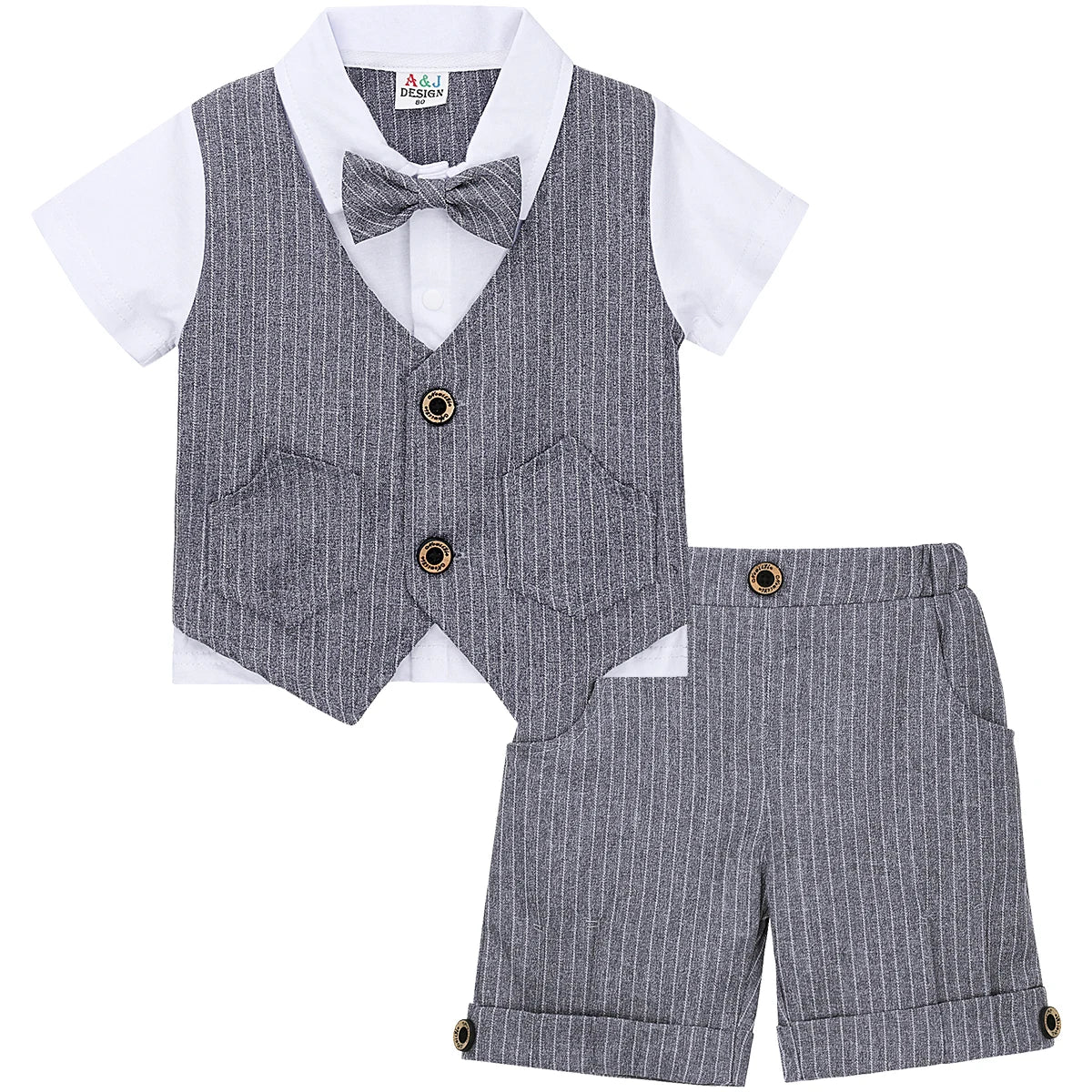 Baby Boys Clothing Set Infant Gentleman Outfit Top + Shorts Baptism Wedding Birthday Gift Costume 2PCS Kids Summer Clothes Suit