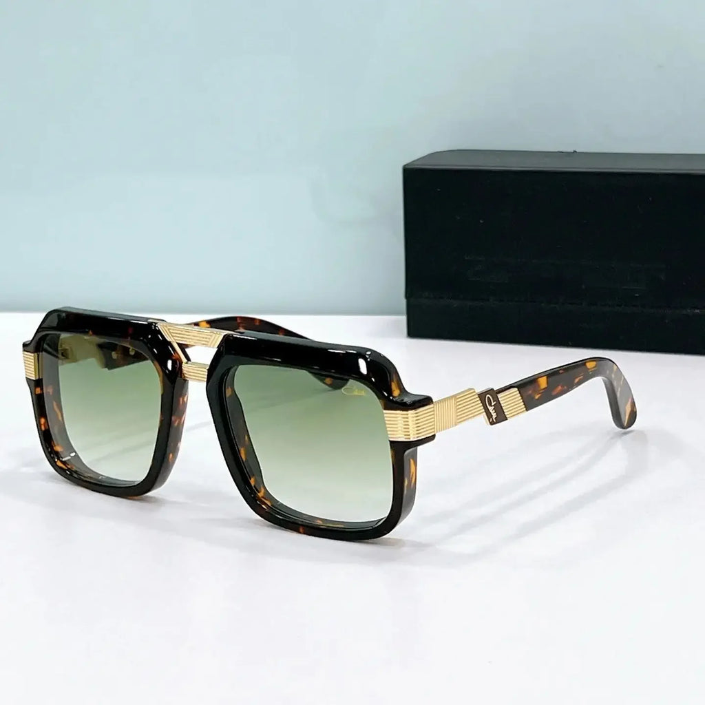 Original CCAZAL MOD669 Luxury Design Square Casual Men Sunglasses Trendy Top Quality Green Acetate Frame Women Couple Eyewear