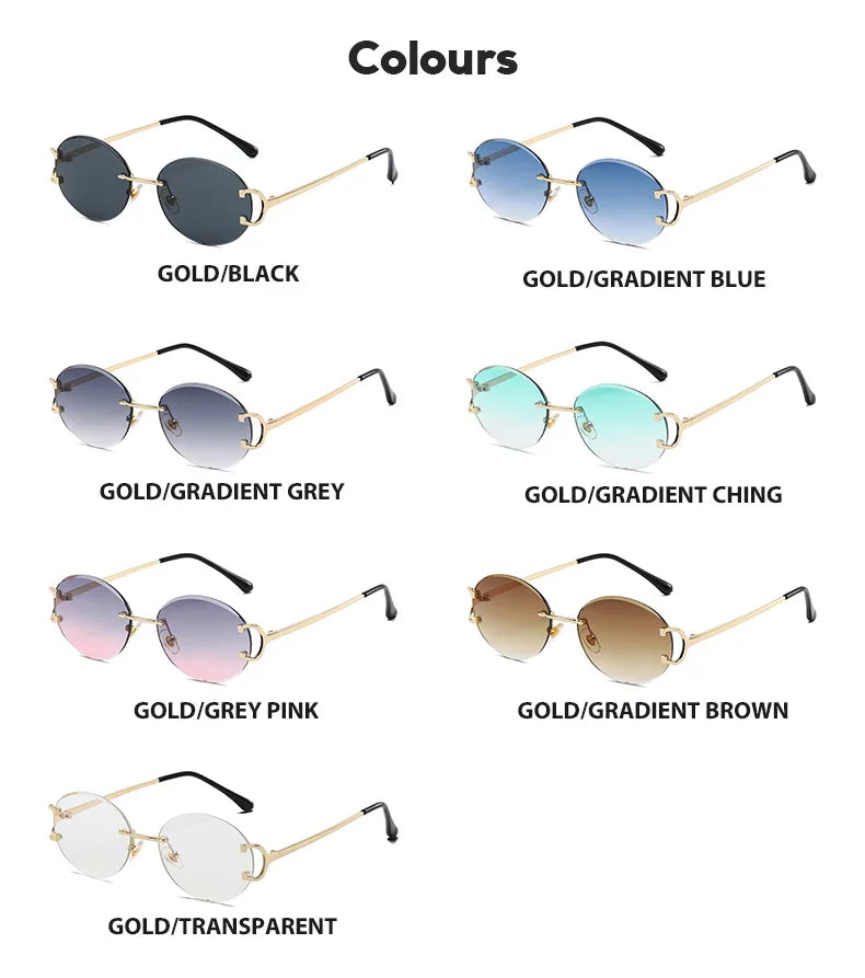 Trendy Sunglasses For Woman Summer Rimless Sunglass Oval Fashion Brand Designer Shades Pink Women's Sun Glasses UV400