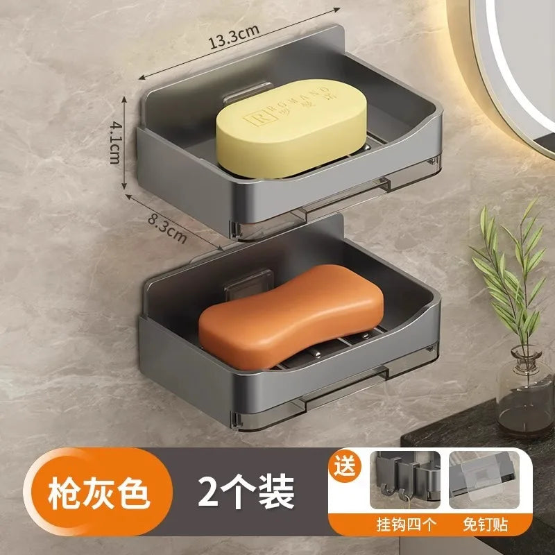 Modern bathroom wall mounted soap dish without water accumulation new balcony soap box household drain storage rack