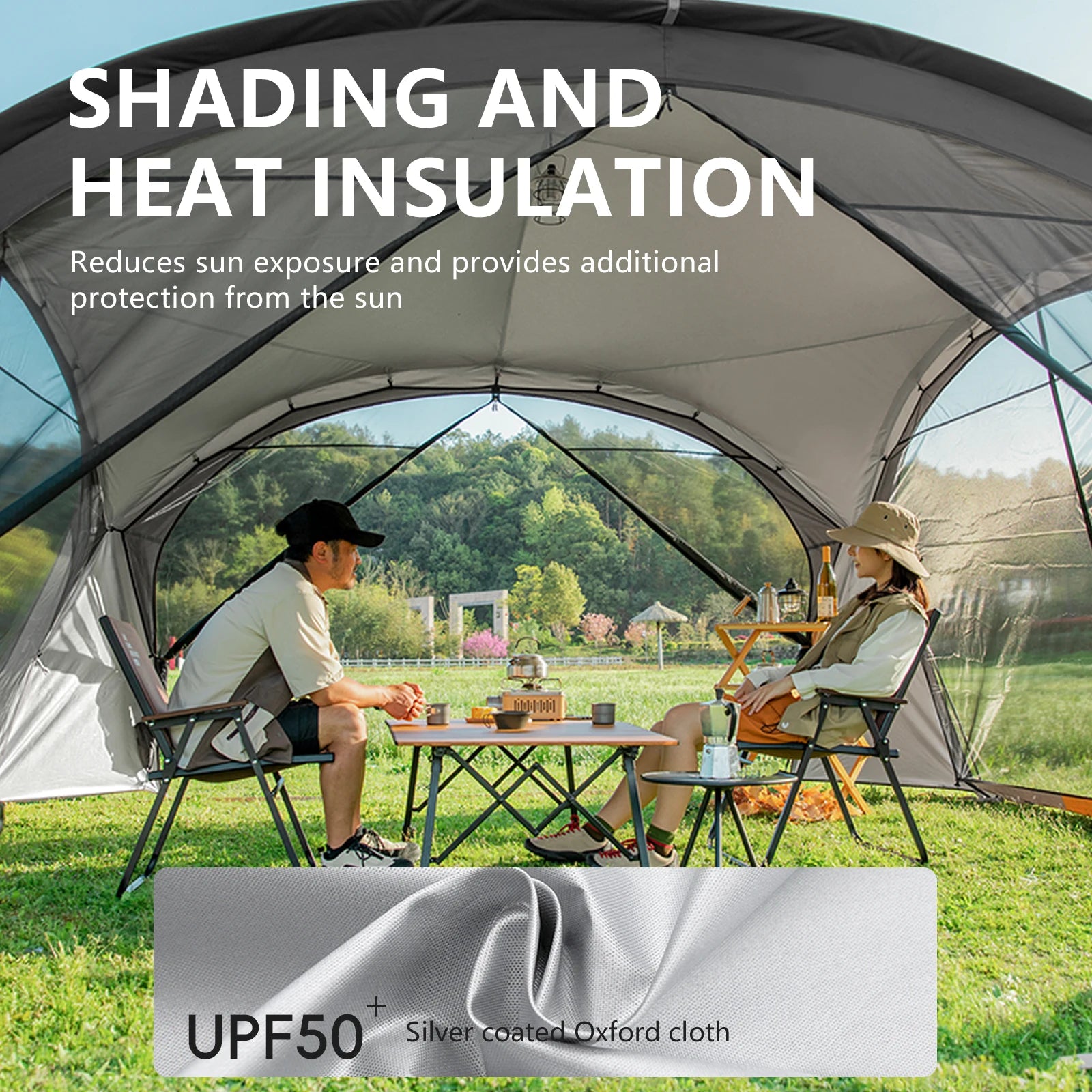 BISINNA Outdoor Camping Dome Tent Luxury Large Round Canopy Silver-coated Garden Awning Family Picnic Pergola Tent