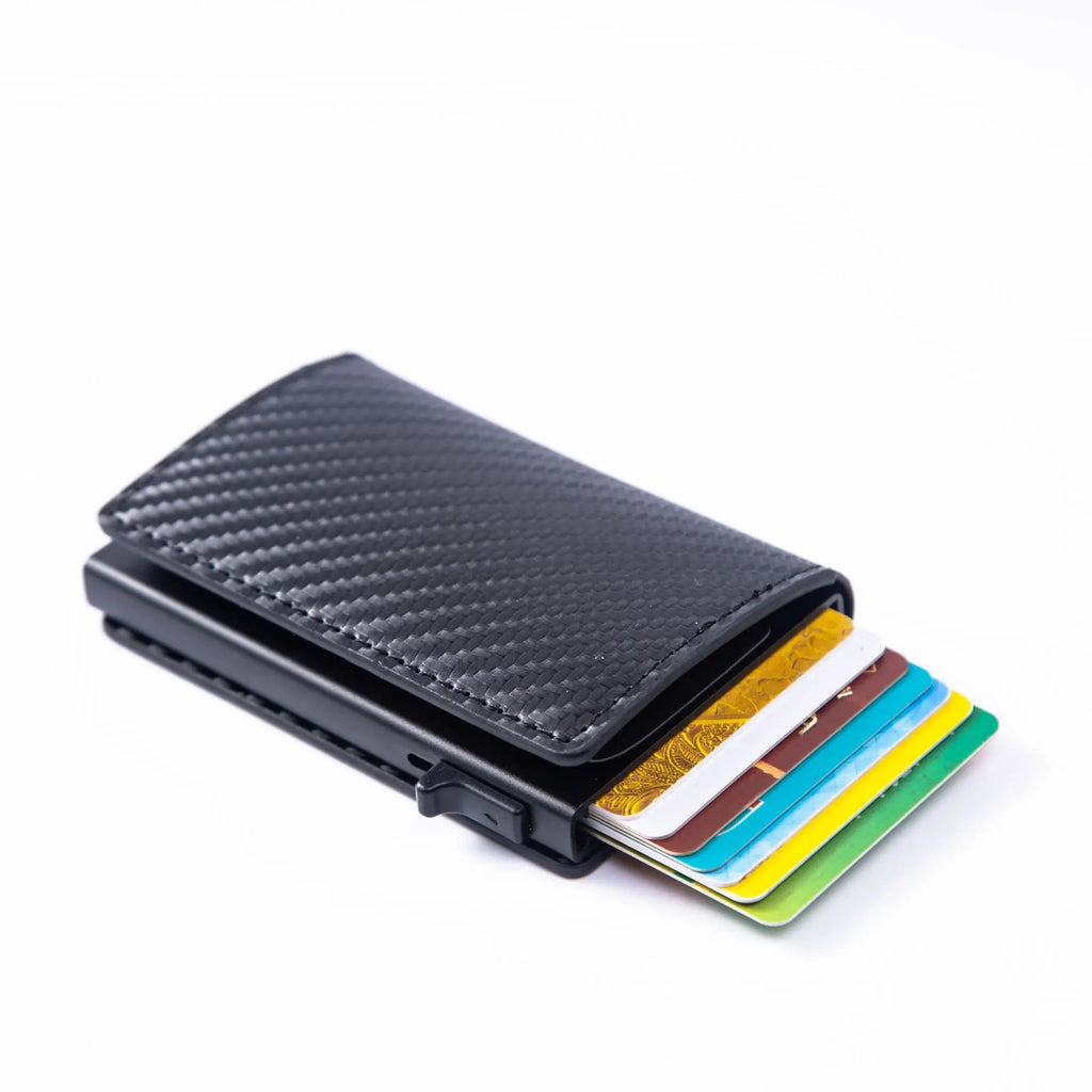 Carbon Fiber Credit Card Holder Wallet Men Rfid Smart Meral Thin Slim Pop Up Minimalist Wallet Small Black Purse Metal Wallet