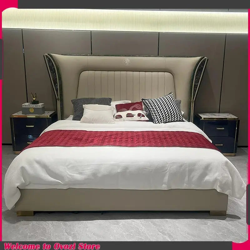 High Quality Light Luxury Bed Frame Luxury Modern Fashionable Bed Aesthetics Minimalist Camas De Dormitorio House Accessories
