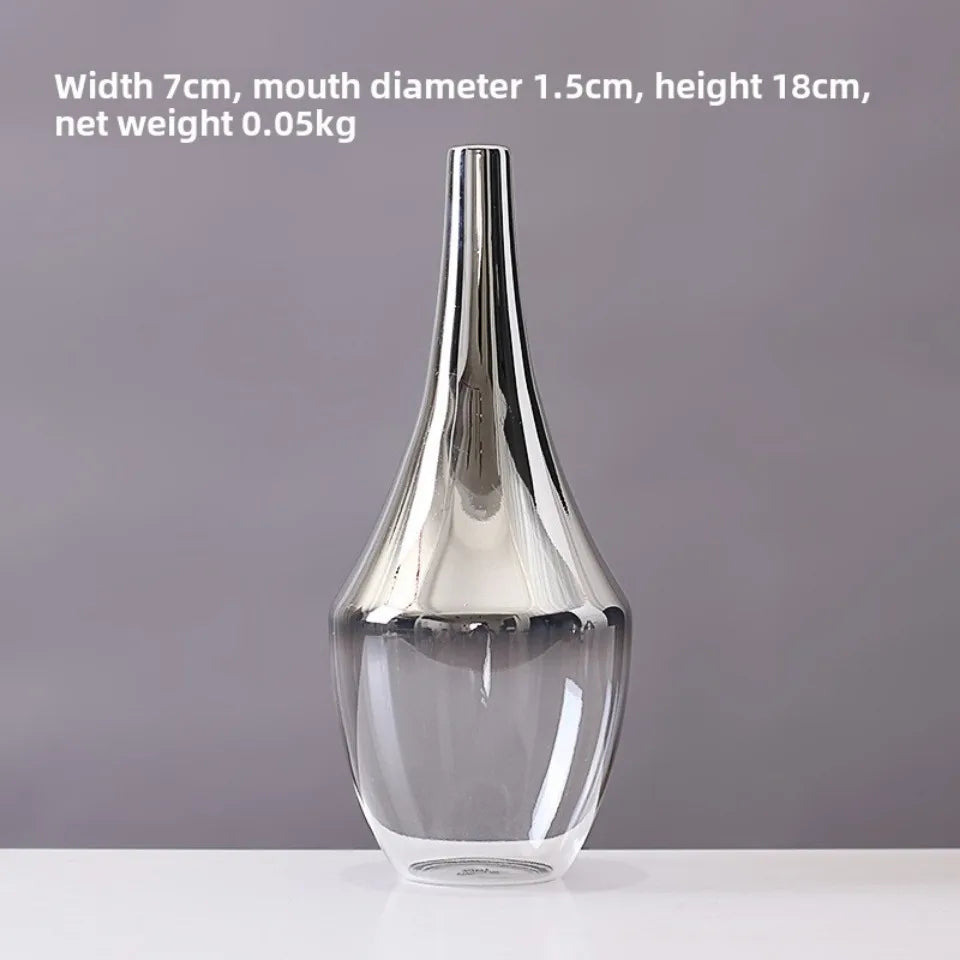 2025 New Brand Nordic Glass Vase Creative Silver Gradient Dried Insert Desktop Terrarium Jewelry Decoration Plant Holder