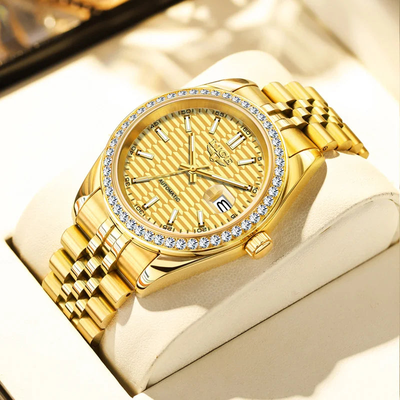 LIGE Top Luxury Men Mechanical Watches Waterproof Luminous Date Men Automatic Watch Male Sport Fashion Men's Watches+Box