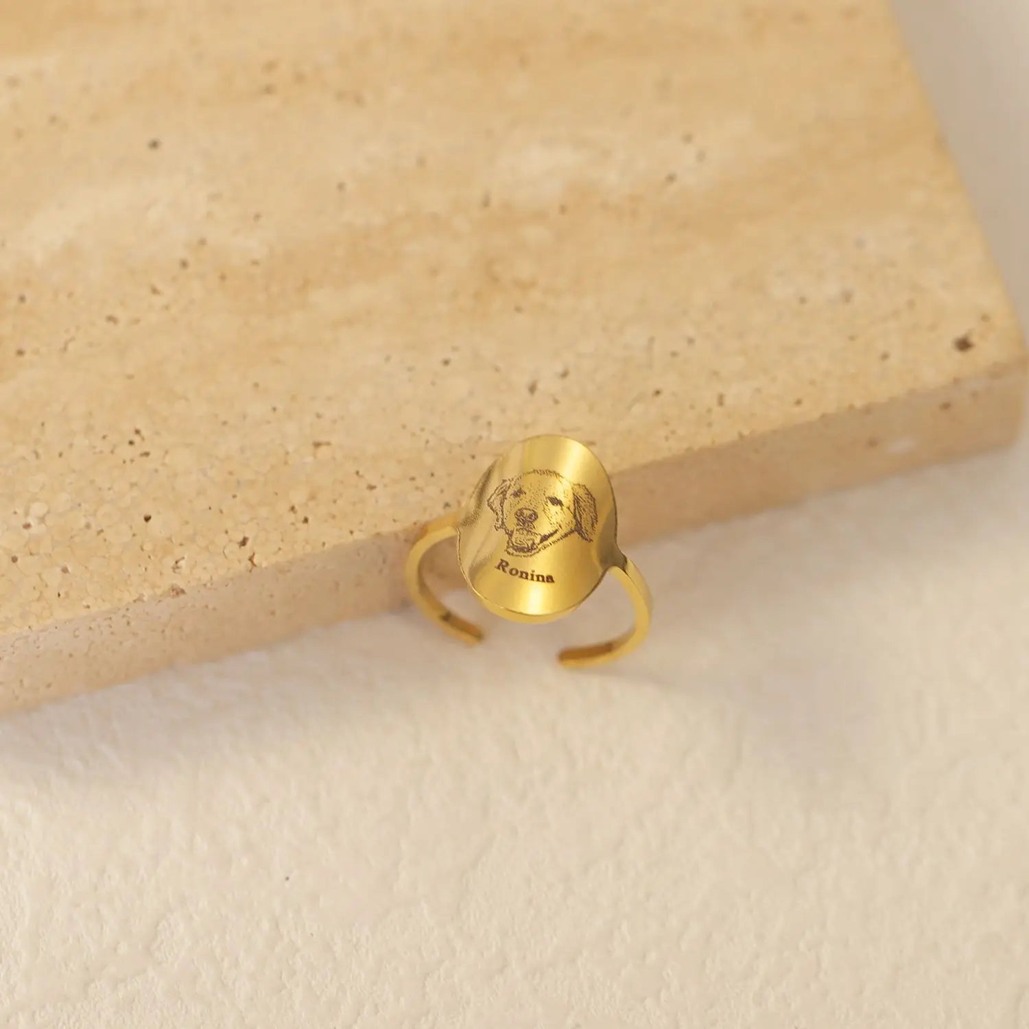 Open Adjustable Pet Avatar Photo Name Ring High Quality Stainless Steel Oval Women's Jewelry Christmas Meaning Gift For Women