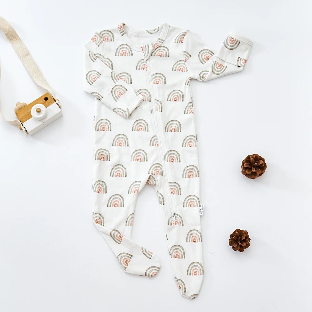 HappyFlute New Long-sleeve Bamboo Cotton Wrapped Foot jumpsuit Baby Romper Spring and Summer Baby Boy&Girls Newborn Clothings