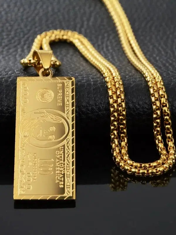 Hip-hop Accessories Party Gifts Dollar Pendant Men's Fashion Necklace,Birthday Gifts, Small Bills Valentine's Day