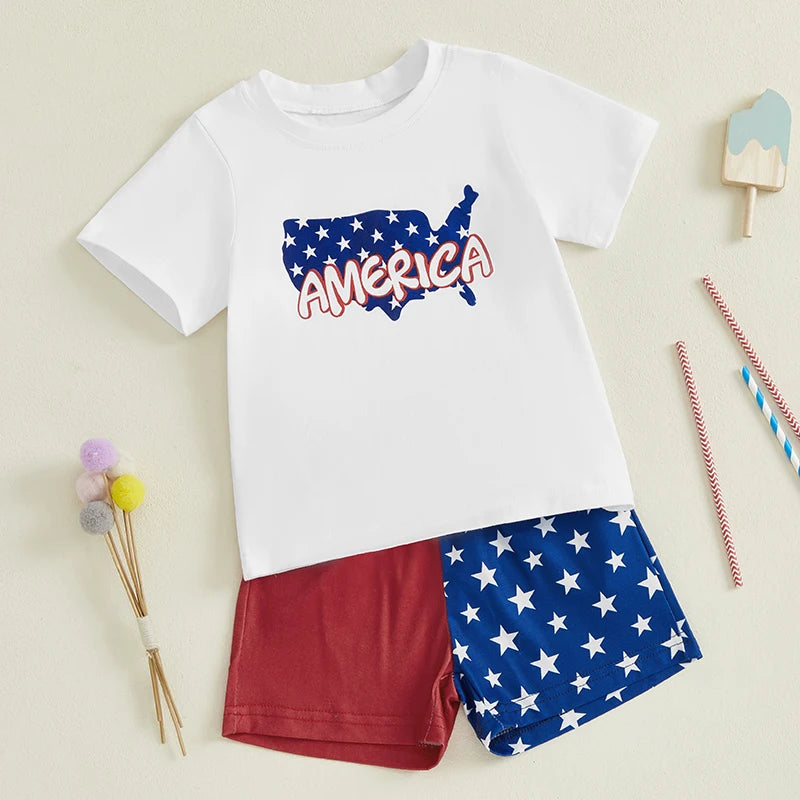 American Flag Print Tank Top and Denim Shorts 2 Piece Set for Toddler Boys 4th of July Outfit with Patriotic Vibes