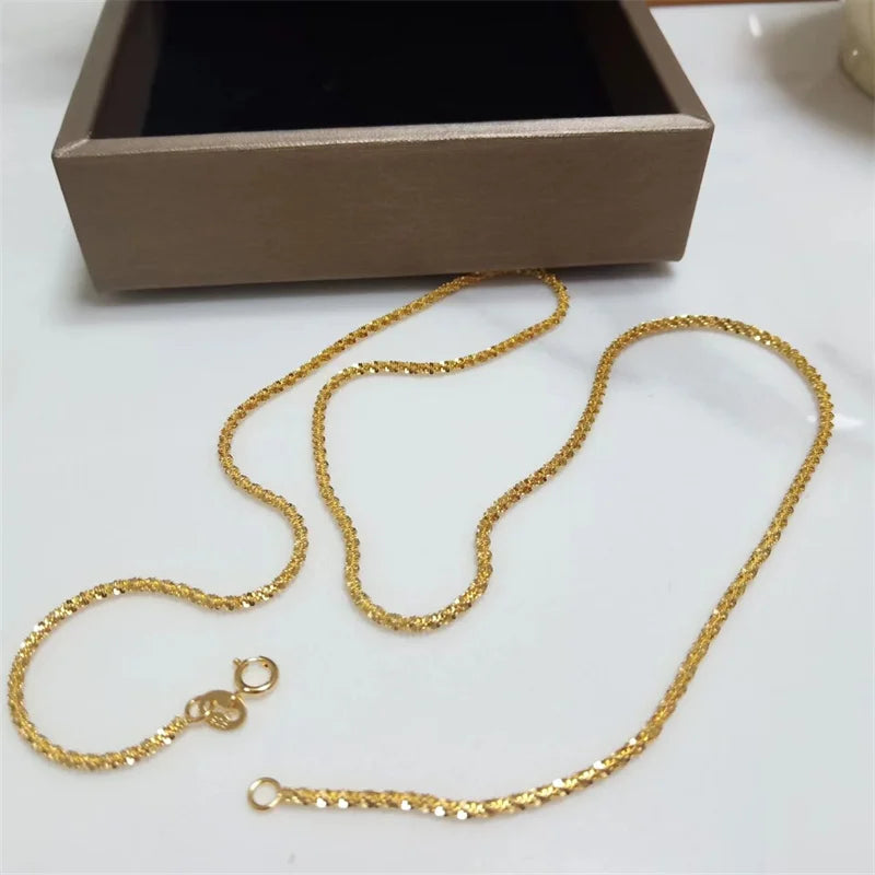 SOMILIA Fashion 18K Yellow Gold Necklace Authentic S925 Sterling Silver Sparkling Clavicle Sweater Chain High Jewelry For Woman