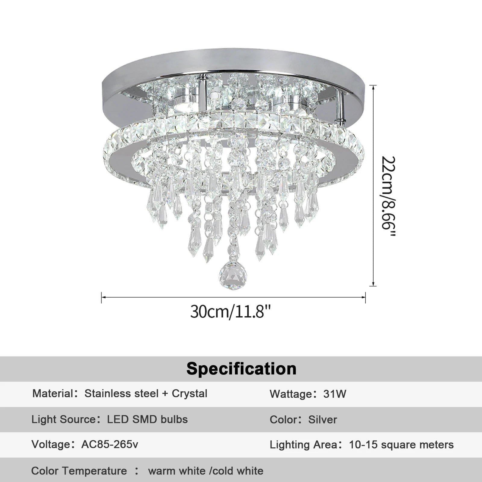 Modern Crystal LED Ceiling Lamp Pendant Lighting Living Dining Room Decor Chandelier Fixtures Aisle Stair Lustre