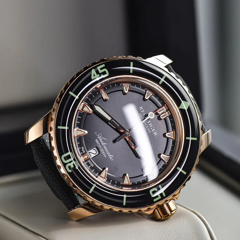 reef tiger brand fully automatic mechanical watches, business men's watches, personalized and fashionable luminous men's sports