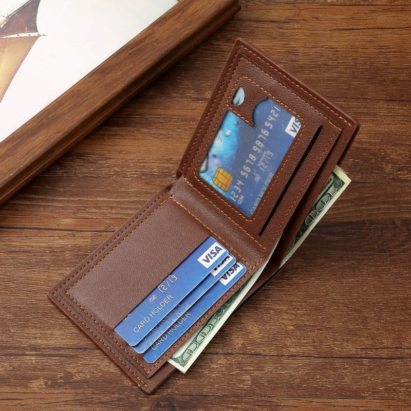 Slim Wallets for Men Rfid Blocking Money Clip Men's Youth Luxury Short Leather Card Holder Thin Minimalist Bifold Man Wallet