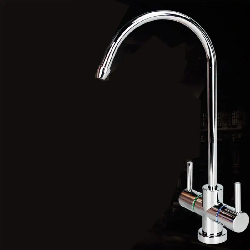 Stainless Steel Double Outlet Faucet Set Water purifier Tap Kitchen RO Faucet Double Inlet And Outlet tap 1/4 Inch Connect Hose