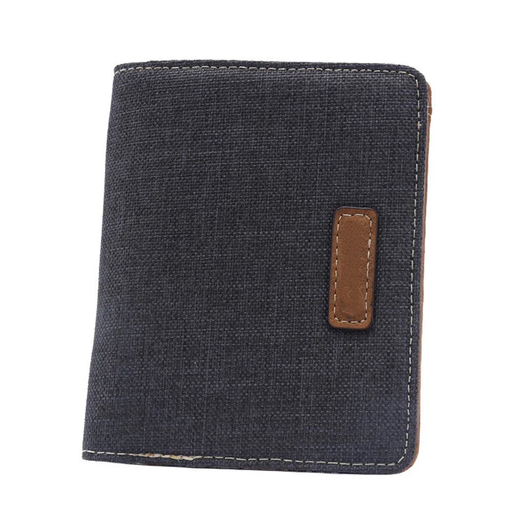 Men's Short Wallet Cowboy Canvas Business Male Super Thin Small Money Vintage Korean Version Citrill Tide Wholesale Solid Color