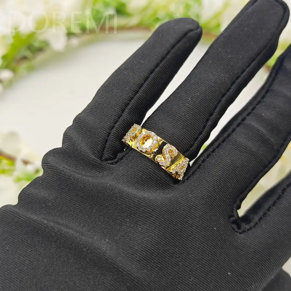 DOREMI 6mm Crystal Letters Ring Seperate Initial Letter Women Rings Dainty Women Gift Personalized Ring
