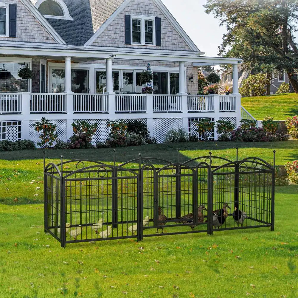 Dog Playpen Indoor 24 inch 8 Panels Metal Dog Pen Pet Dog Fence Outdoor Exercise Pen with Doors, Heavy Duty Dog Fence Puppy Pen