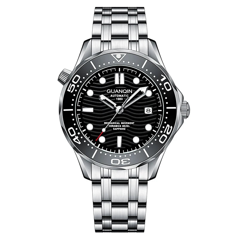 GUANQIN Men's Mechanical Watches Diving Automatic Watch For Men Sapphire glass 100M Waterproof Stainless steel Wrist watch 2023