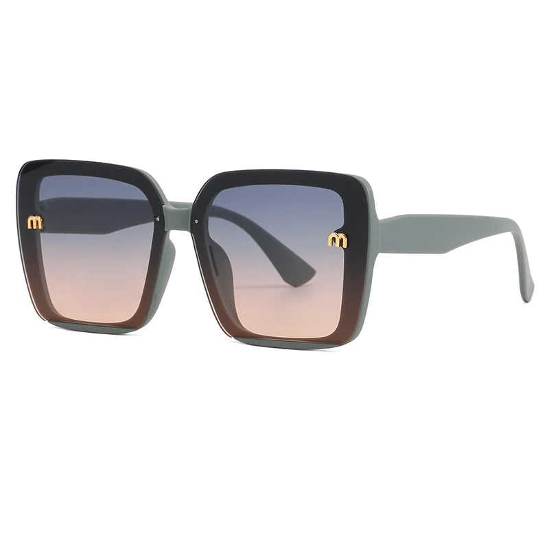 Brand Sunglasses Women's Square Classic Large Frame Fashion Men's Rectangular Letter Design Retro Sun Glasses UV400