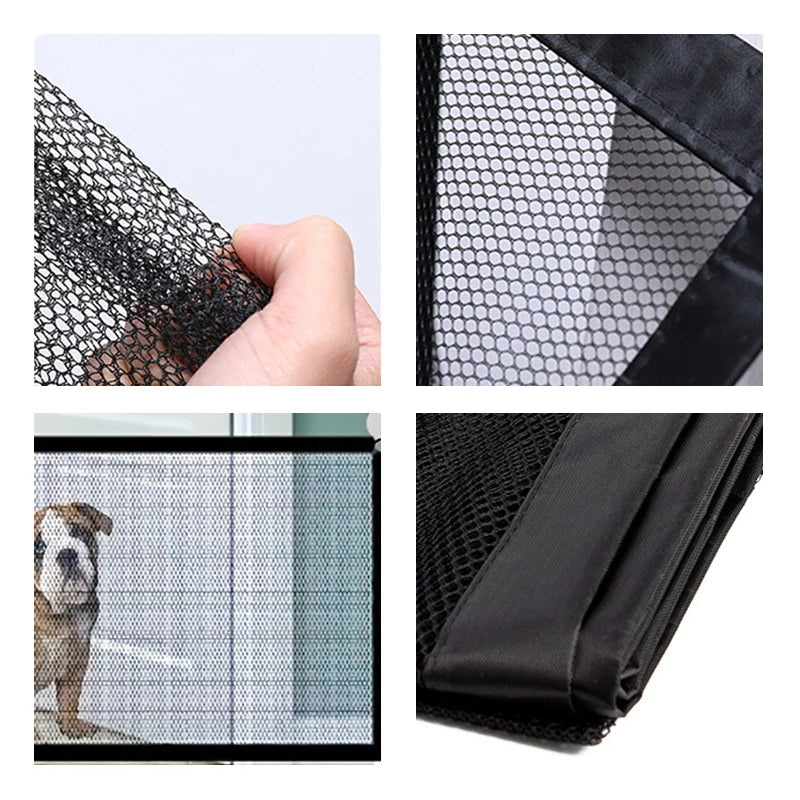 Pet Barrier Fences Mesh Dog Cat Gate Entrance Separation Guard Folding with Hooks Breathable Mesh Pet Dog Safety Playpen