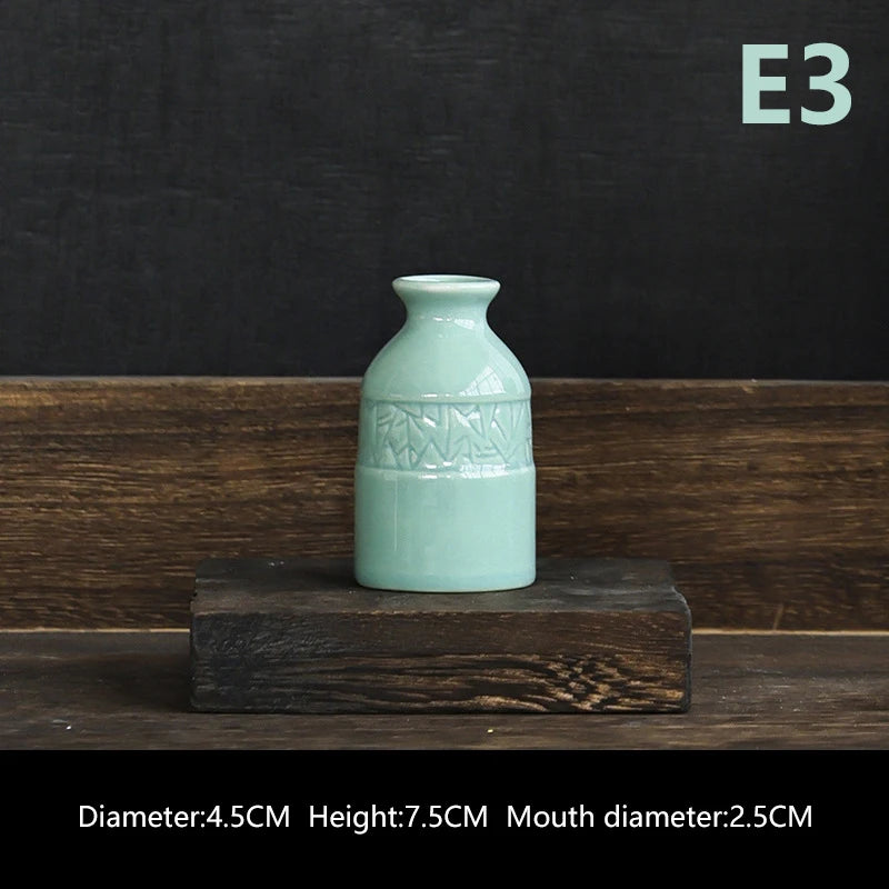 Ins Ceramics Flower Vase Nordic Hydroponics Vases Creative Room Decor Mini Flower Plant Bottle Pots Table Ornament Colorful Vase