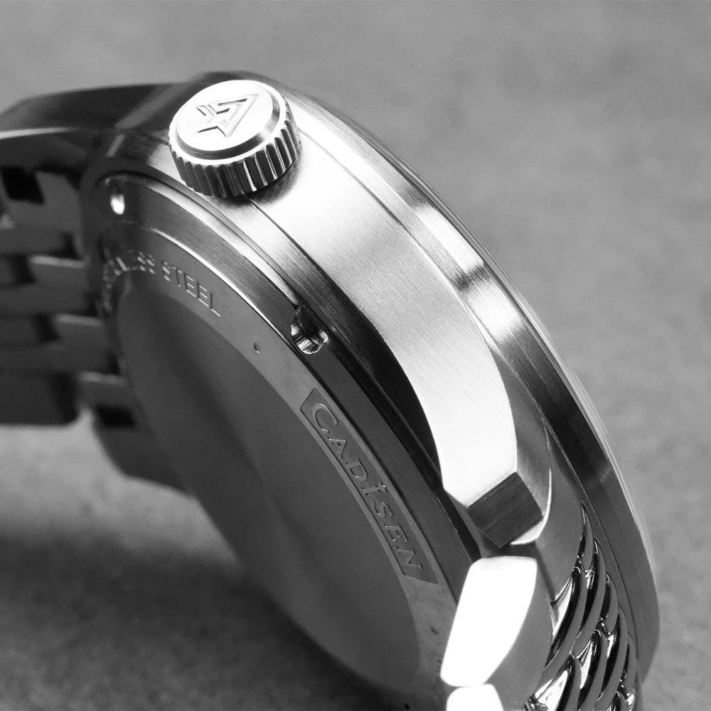 CADISEN Automatic Mechanical Watch Man Silver Business Casual Waterproof Watch Japan MIYOTA 8215 Movement Luminous Men's Watch