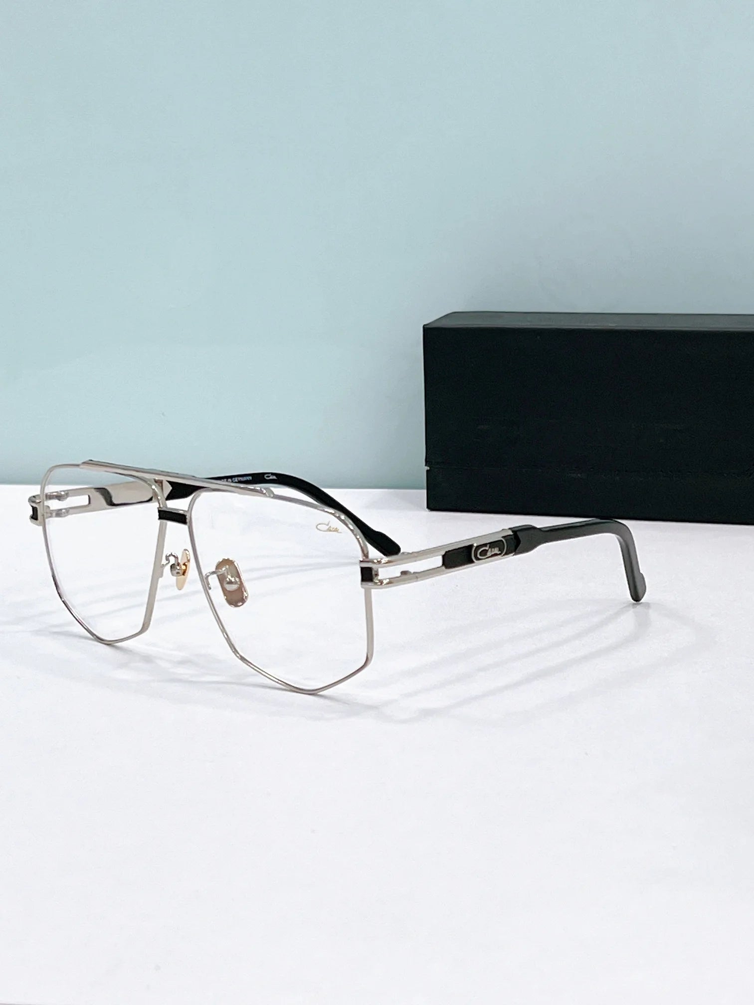 Original CCAZAL MOD9110 Premium Red Alloy+Acetate Frame Men Sunglasses Classic Retro Gradient Purple Lenses Women Couple Eyewear