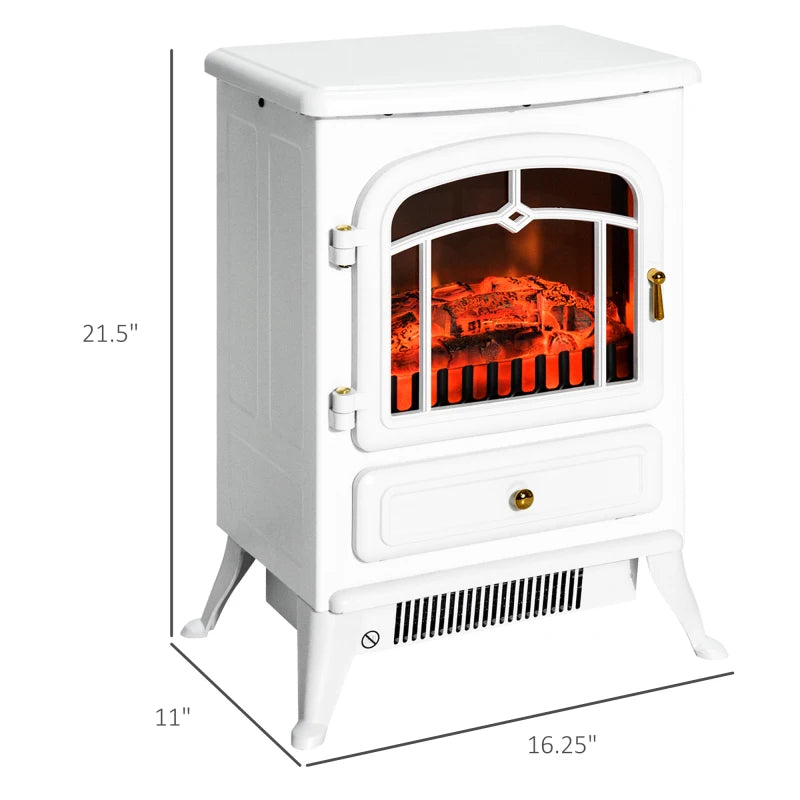 22 Electric Fireplace Heater, Freestanding Fire Place Stove with Realistic LED Flames and Logs, and Overheating Protection, 750W