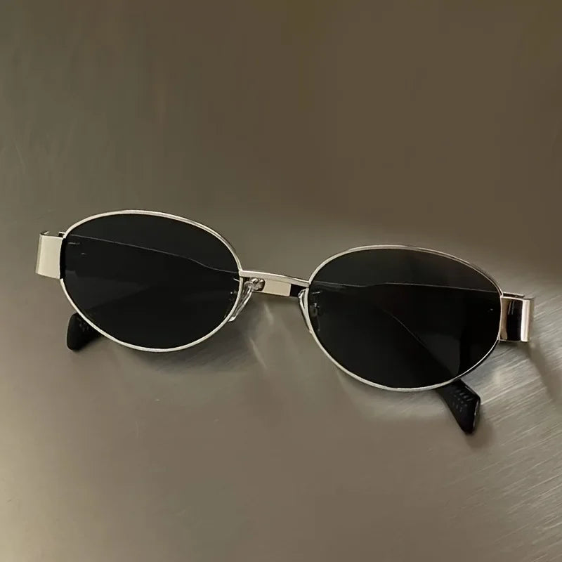 New Trendy Oval Sunglasses for Women Luxury Metal Frame Sun Glasses Ladies Classic Vintage Round Shades Unisex ﻿