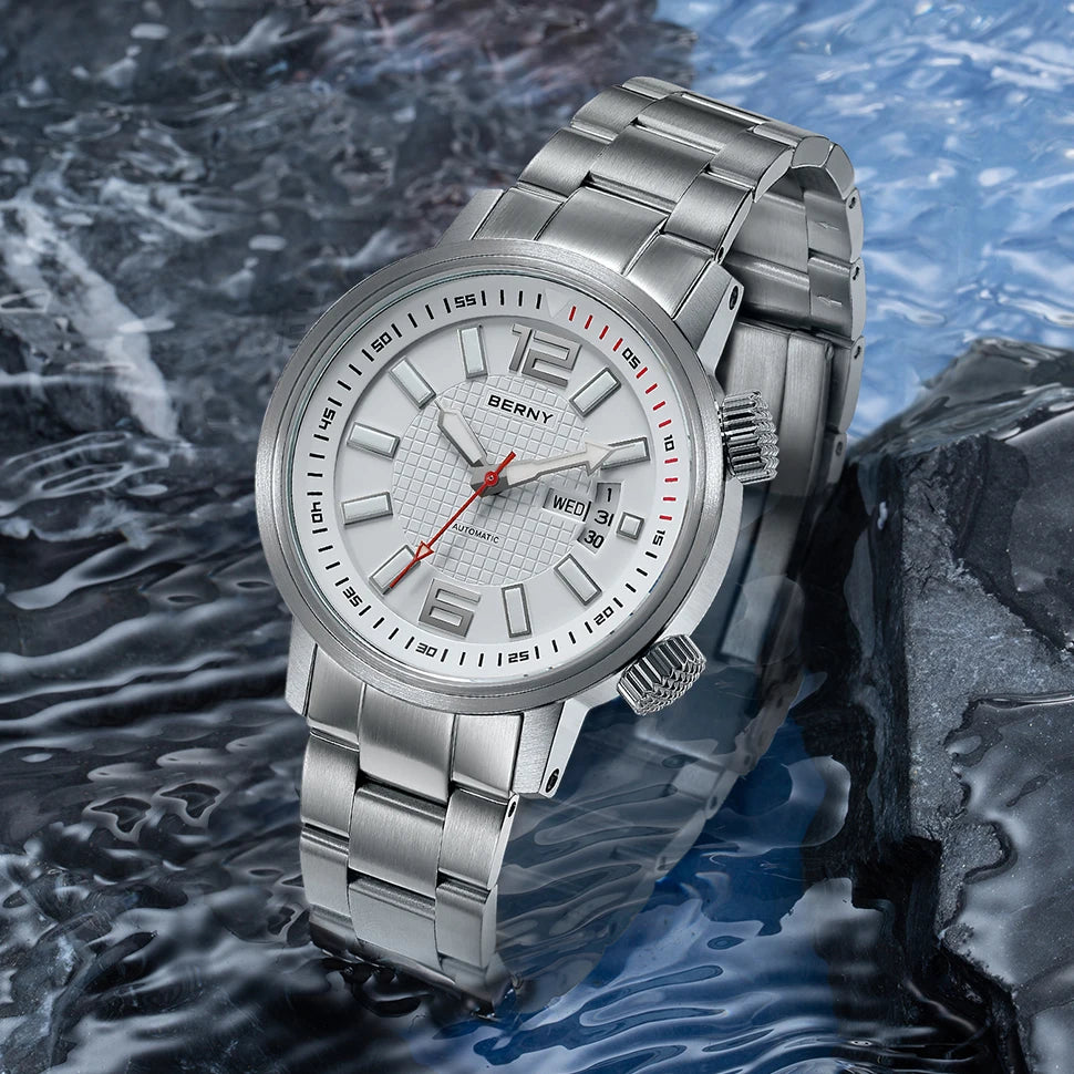 BERNY 20ATM Diver Mechanical Watch For Men Super Luminous Swim Watch Sport Miyota 8205 Sapphire Automatic Diving Men Wristwatch