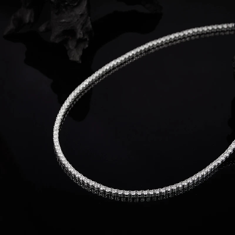 Moissanite Tennis Necklaces For Man Women 3/4/5/6.5mm Full Diamond With GRA 925 Sterling Silver Plated 18k White Gold Jewelry