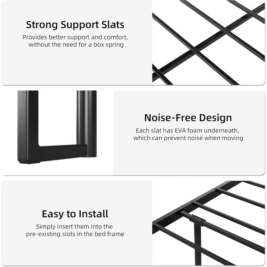 Queen Bed Frame with Headboard and 2 Drawers Metal Platform with USB Ports and Outlets Led Lighting NoiseFree Design No Box Spr