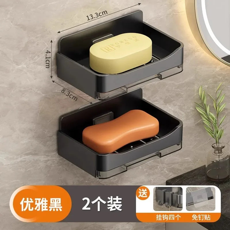 Modern bathroom wall mounted soap dish without water accumulation new balcony soap box household drain storage rack