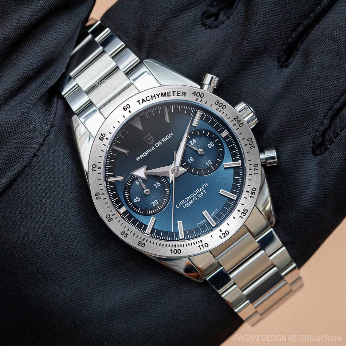 PAGANI DESIGN Retro Wide Arrow Watches Luxury Quartz Watch Men Sport Speed Chronograph Japan VK64 AR Sapphire glass 2024 New