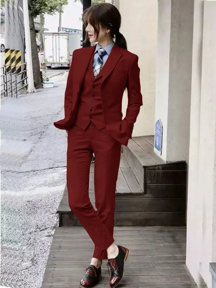 Women‘s Suits 3 Piece Slim Fit Suits Set for Business Office Lady Blazer Jacket Vest Pants