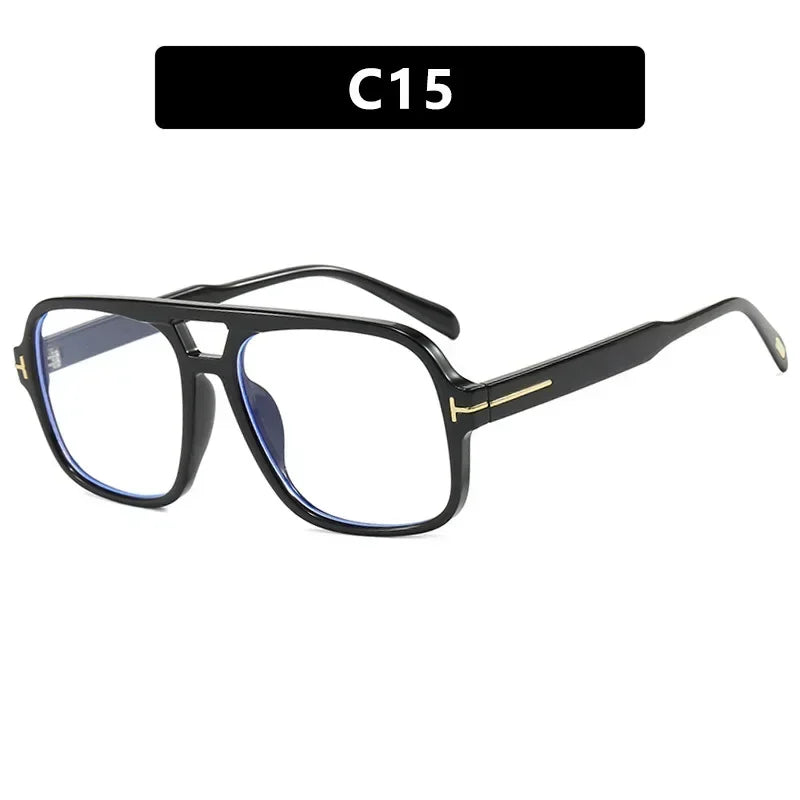 Vintage Classic Brand Designer Double Bridge Square Sunglasses Women For Men Male Luxury Sun Glasses Punk Big Frame Shades UV400