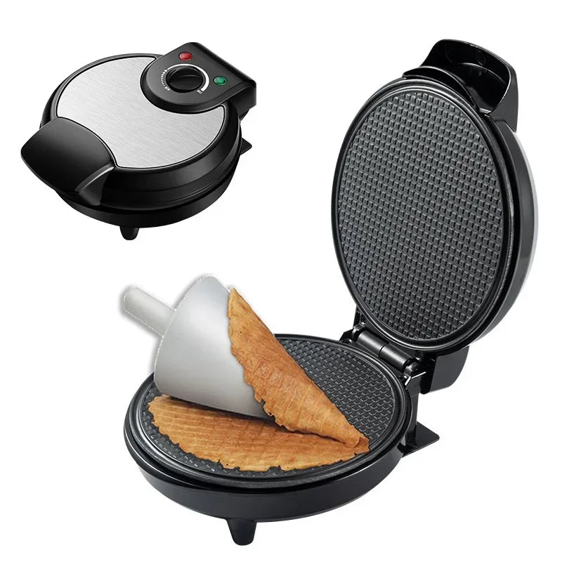 Electric Crispy Egg Roll Maker Omelet Sandwich Iron Crepe Baking Pan Waffle Pancake Oven DIY Ice Cream Cone Machine
