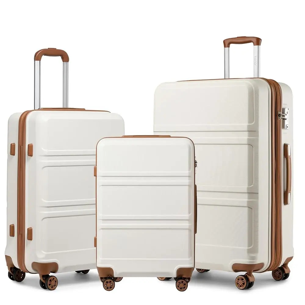 Kono 3 Piece Luggage Sets Expandable(only 28") Lightweight with Spinner Wheels TSA Lock Hardside Travel Rolling Suitcases