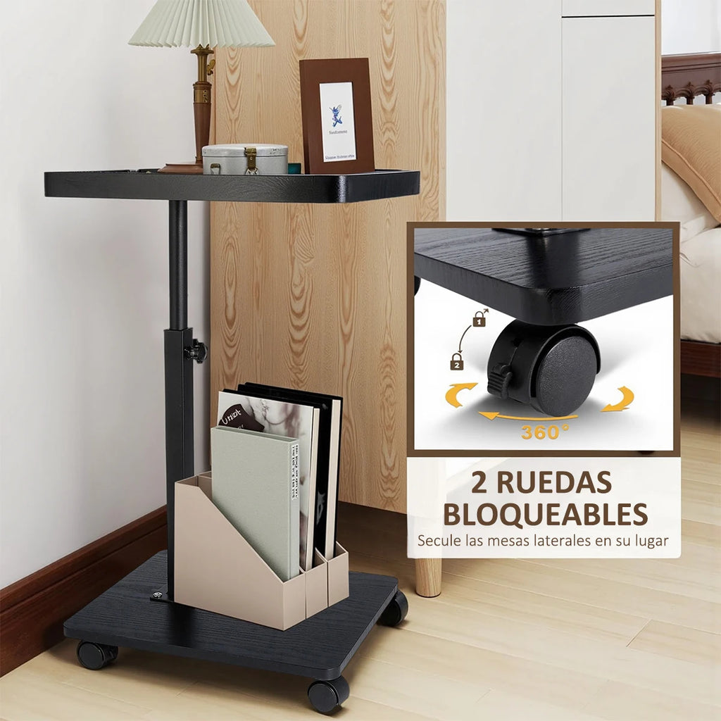 Sofa Side C-Shaped Coffee Tea Table With Wheel Simple Mobile Storage Desk Multifunctional Table for Home Living Room Bedside