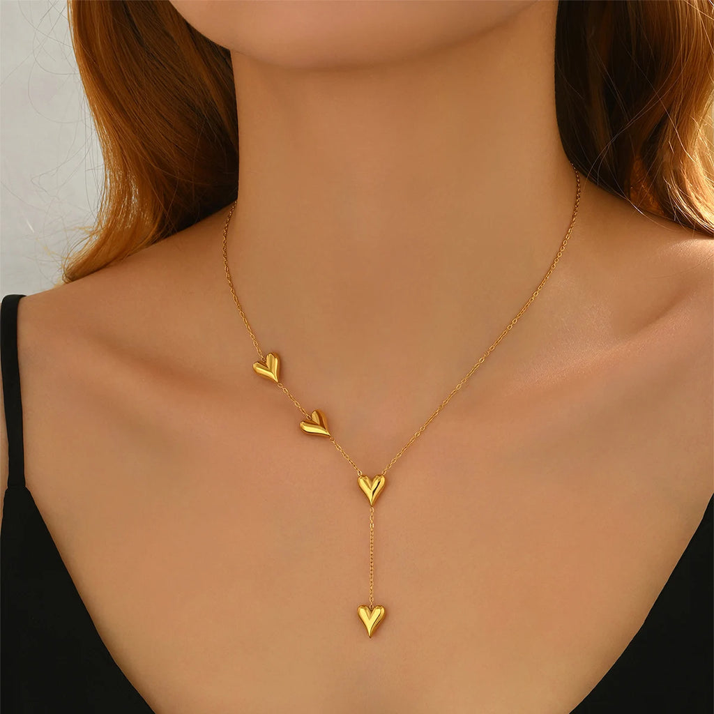 Lxalry 18K Gold-Plated Heart Necklace, Recycled Steel, Minimalist, Hypoallergenic, Ocean-Safe, Everyday Elegance Glow