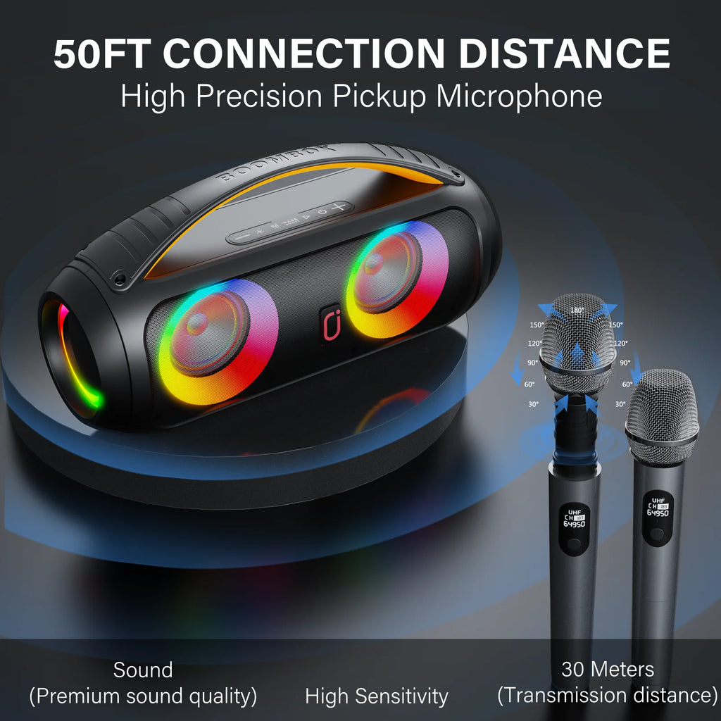 Portable Bluetooth Wireless Speaker, Loud Boombox Speaker with Subwoofer, Powerful Deep Bass Stereo Sound, IP65 Waterproof