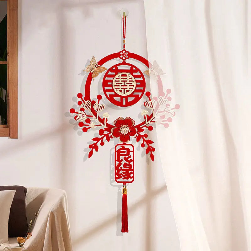 Chinese Traditional Wedding Decoration Chinese Wedding Wall Hanging Decor Double Happiness Marriage Supplies Home Decor