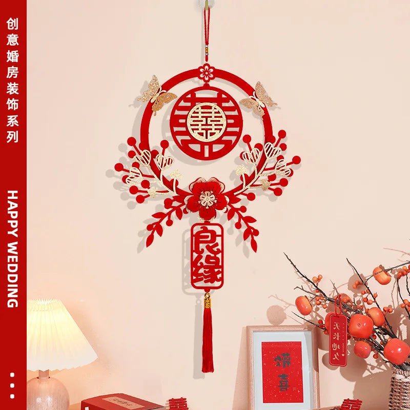 Chinese Traditional Wedding Decoration Chinese Wedding Wall Hanging Decor Double Happiness Marriage Supplies Home Decor