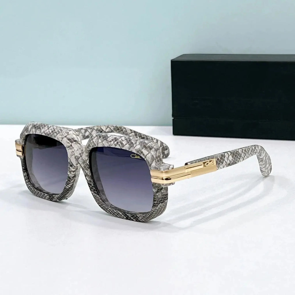 ORIGINALCAZAL MOD6073 Leather+Acetate Frame Classic Business Men Sunglasses Luxury UV400 Brown Lenses Women Couple Eyewear