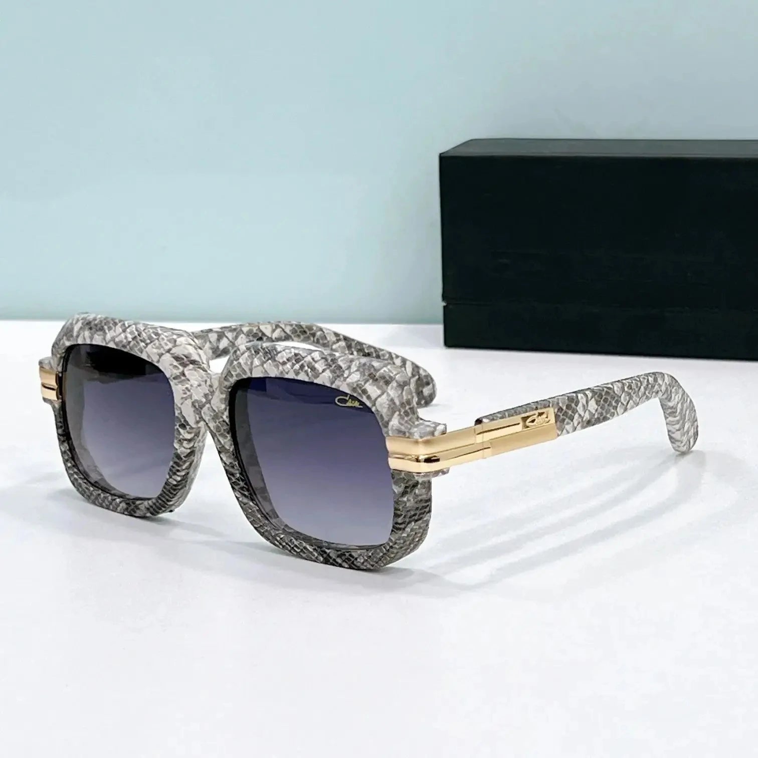 ORIGINALCAZAL MOD6073 Leather+Acetate Frame Classic Business Men Sunglasses Luxury UV400 Brown Lenses Women Couple Eyewear