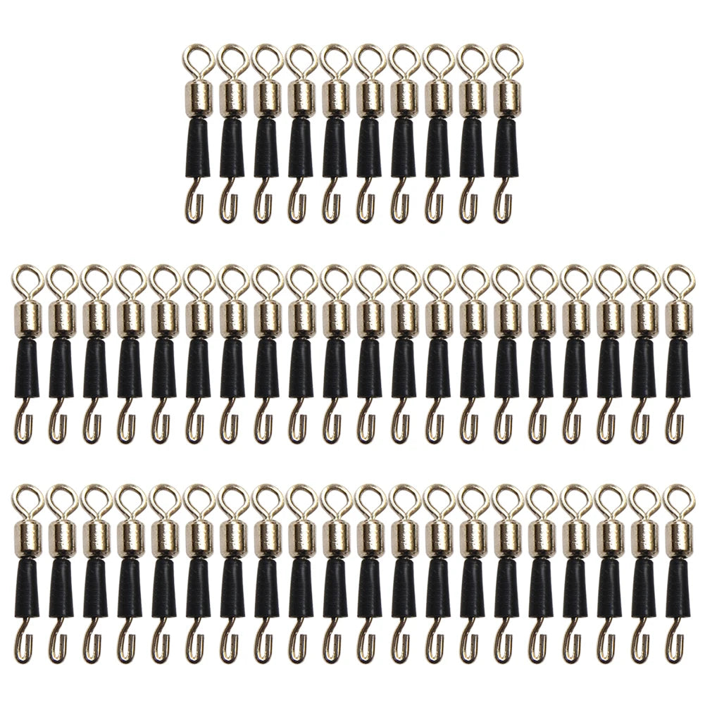 50-200Pcs Bearing Swivel Fishing Connector Q-Shaped Quick Change Swivels Carp Fishing Terminal Tackle Pesca Accessories